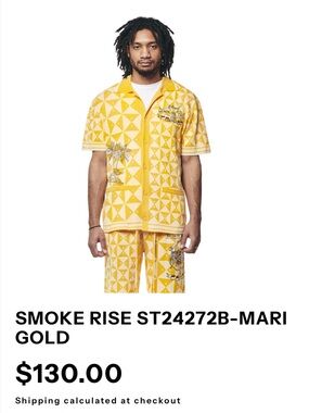 Smoke Rise “Royal Monte Carlo” Yellow Geometric Knit Shirt – Men’s Large